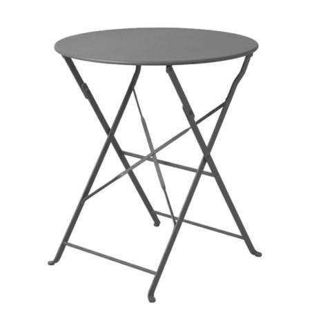 Table ronde en metal gris mat