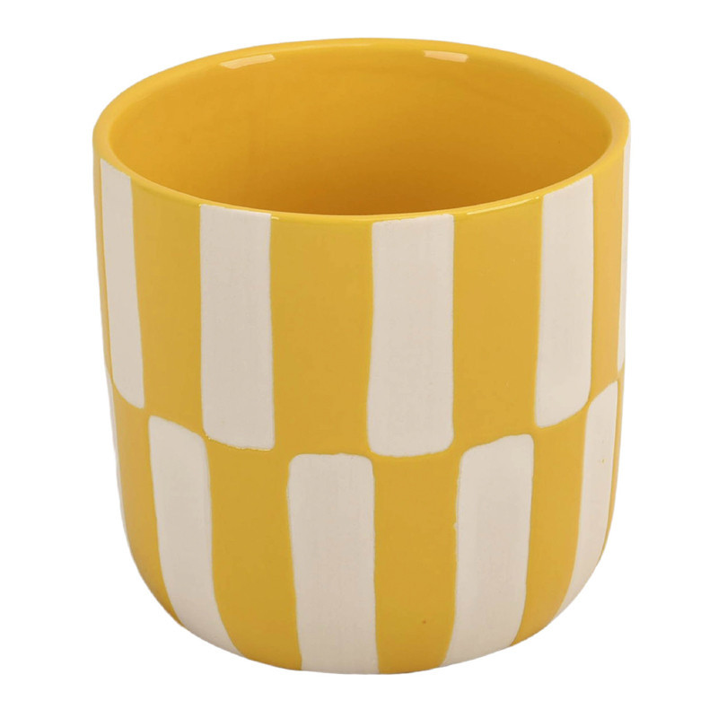 Cache pot geo jaune/vert o15cm