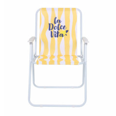 Chaise pliante rayures jaune/ble