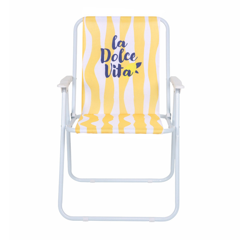 Chaise pliante rayures jaune/ble