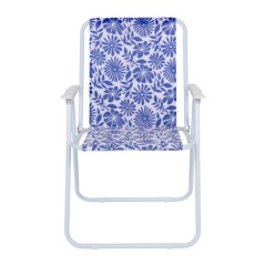 Chaise pliante motifs bleus