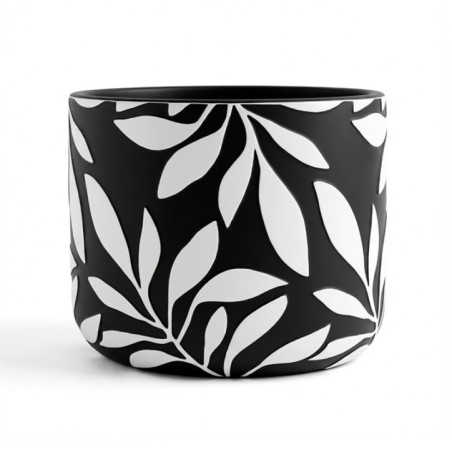 Cache-pot relief feuillage 3ass