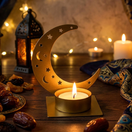 Bougeoir lune dore
