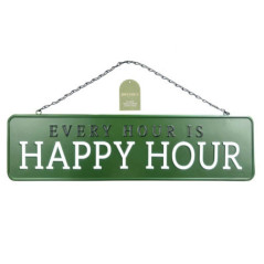 Plaque metal murale happy hour
