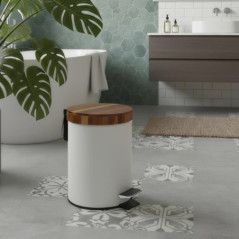 Poubelle 3l sdb couvercle acacia