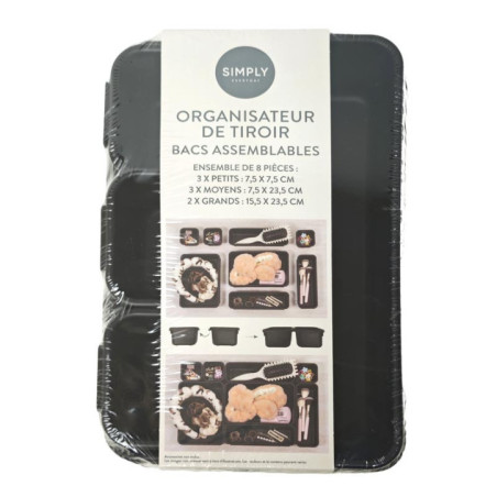Rangements tiroirs x8 noir