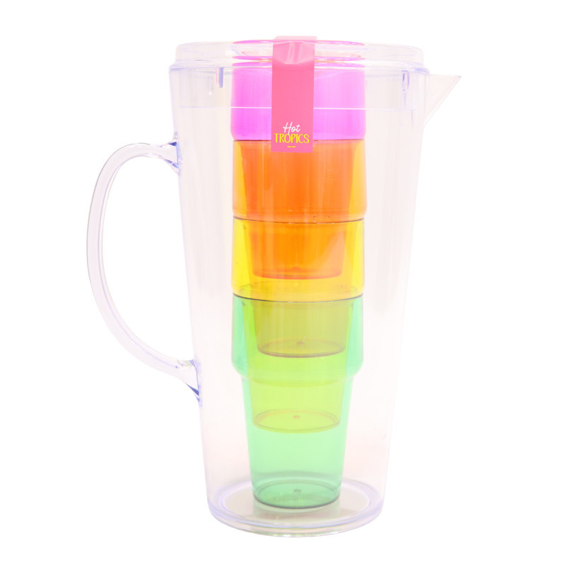 Pichet avec verres colores x4 ho