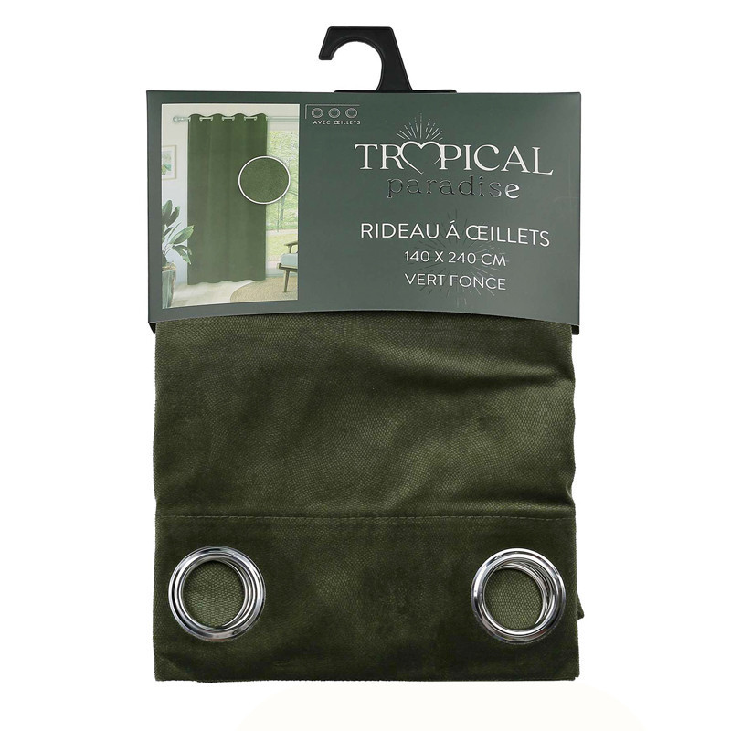 Rideau velours 140x240cm vert fo