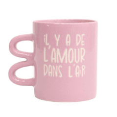 Mug double anse uni avec print