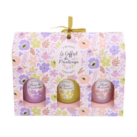 Set de 3 bougies printanieres
