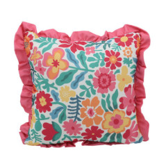 Coussin carre imprime/raye flora