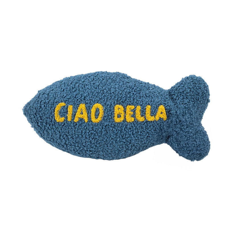 Coussin poisson 30x7x13cm bleu m