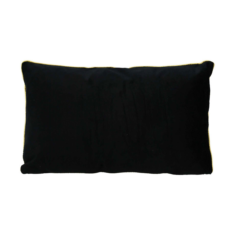 Coussin 30x50cm noir piping dore