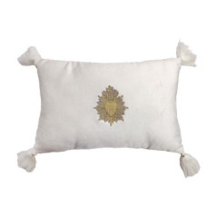 Coussin exvoto pompons 20x30cm c