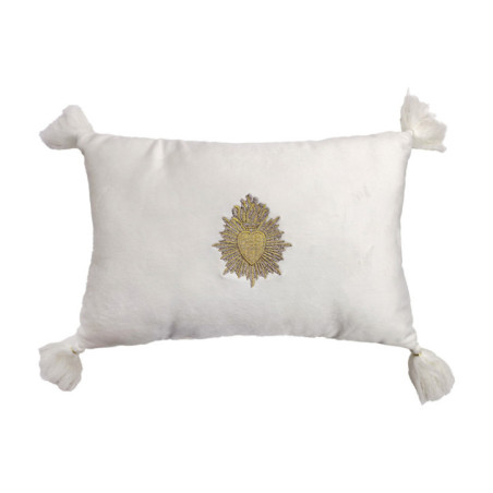 Coussin exvoto pompons 20x30cm c
