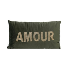 Coussin tufte amour 30x50cm vert