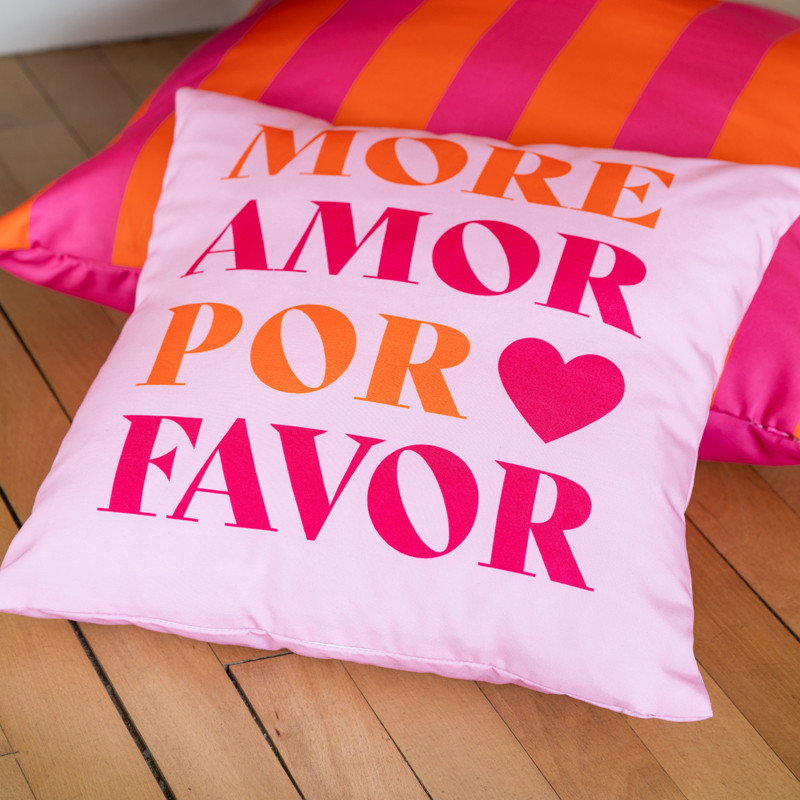 Coussin more amor 45x45cm rose o