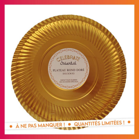 Plateau rond dore d33.5cm x5