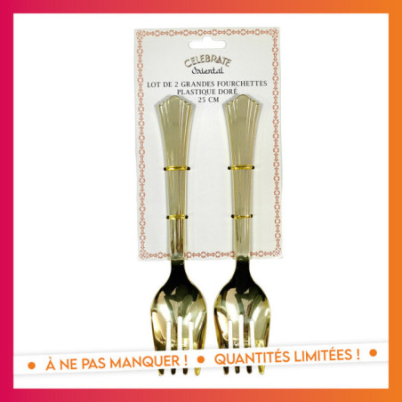 Fourchette x2 plastique dore