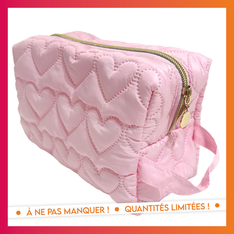Trousse de toilette coeur rose