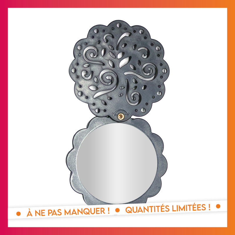 Miroir de poche ornement noir