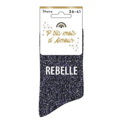 Chaussettes paillettes message