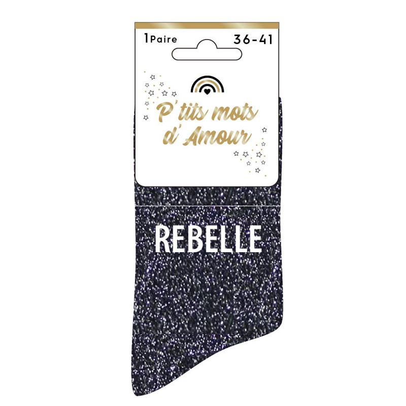 Chaussettes paillettes message f