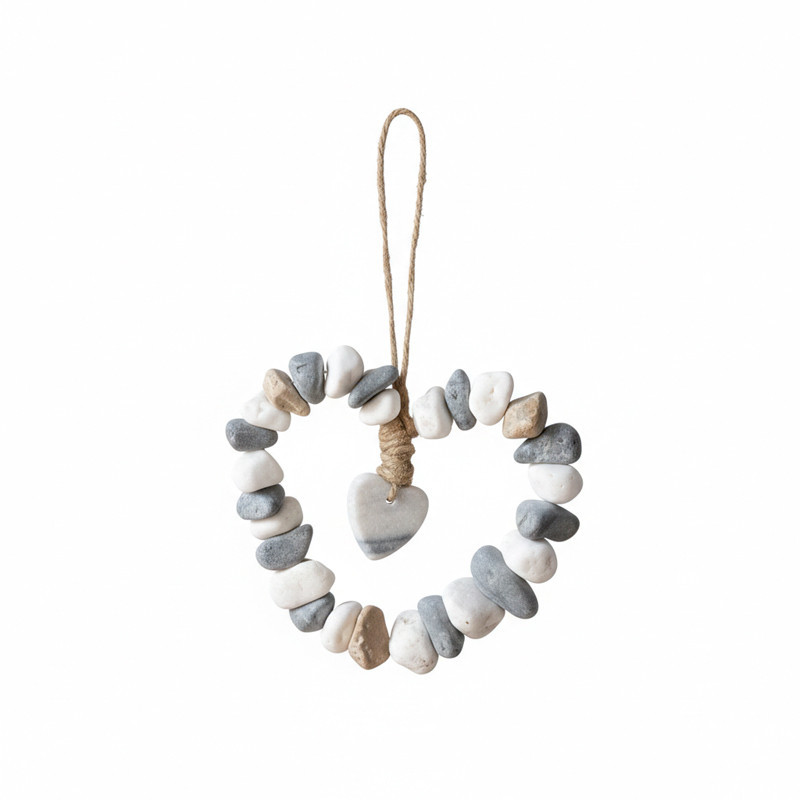 Galets forme coeur a suspendre