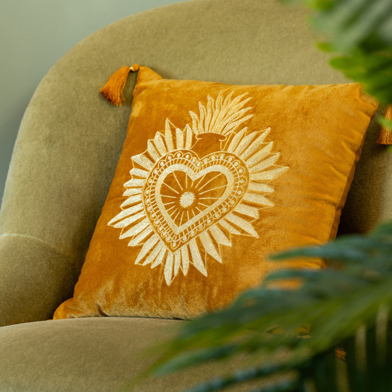 Coussin exvoto 40x40cm ocre