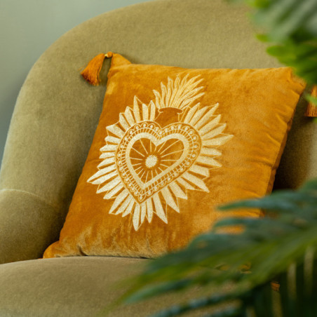 Coussin exvoto 40x40cm ocre
