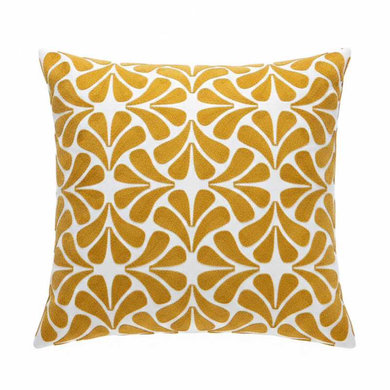 Coussin petales brodees 45x45cm