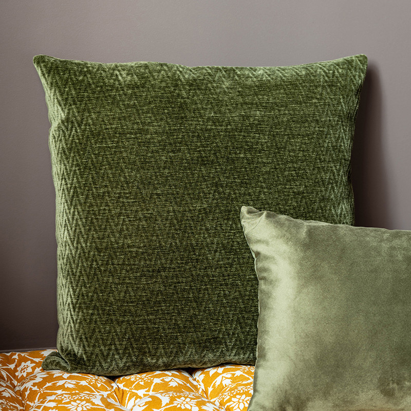 Coussin zigzag 45x45cm vert fonc