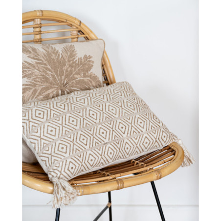 Coussin lozane pompons 30x50cm b