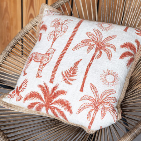 Coussin slub coton palmier pompo