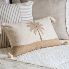 Coussin pompons palmier 50x30cm