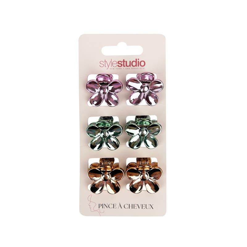 Set de mini pinces fleurs shiny