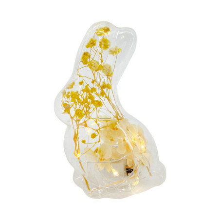 Lapin de deco led avec fleurs h1