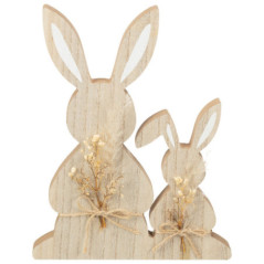 Lot de 2 lapins de deco en bois