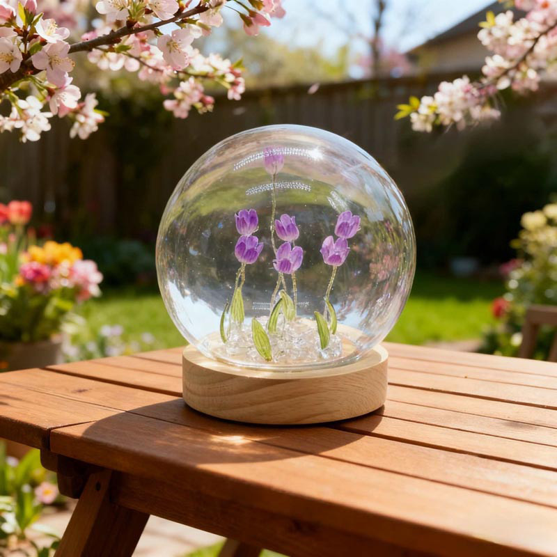 Deco globe fleurs printemps led