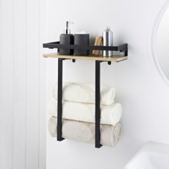 Portant avec etagere bois/noir