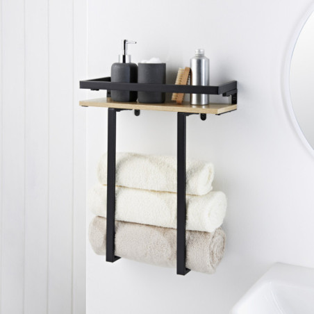 Portant avec etagere bois/noir