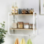 Etagere murale 2 niveaux bois/bl