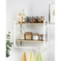 Etagere murale 2 niveaux bois/bl