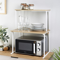 Support a micro ondes bois/blanc