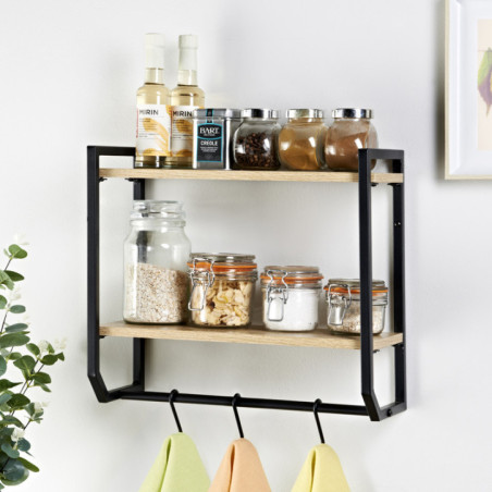 Etagere 2 niveaux avec crochets