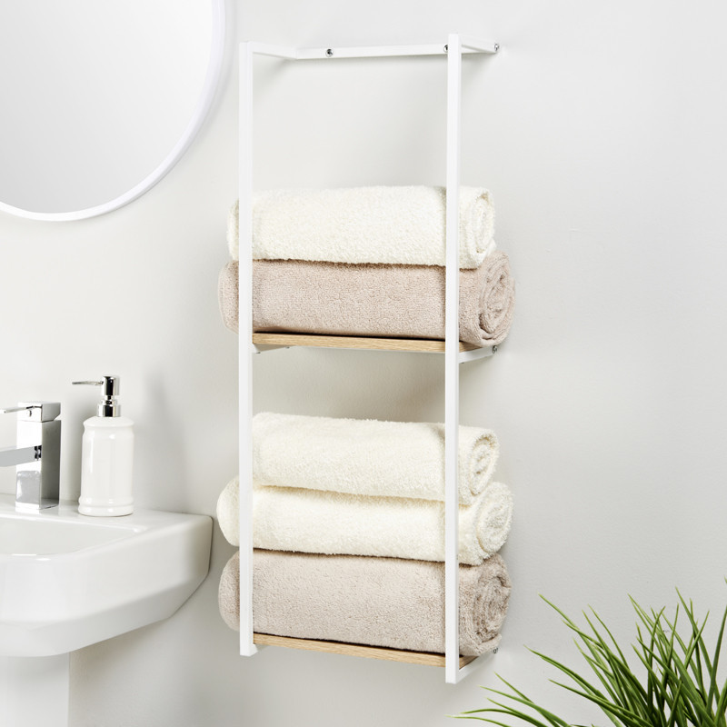 Rangement deux niveaux bois/blan