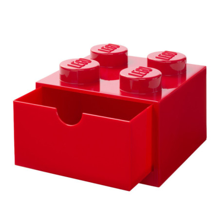 Tiroir bureau 4 plots rouge