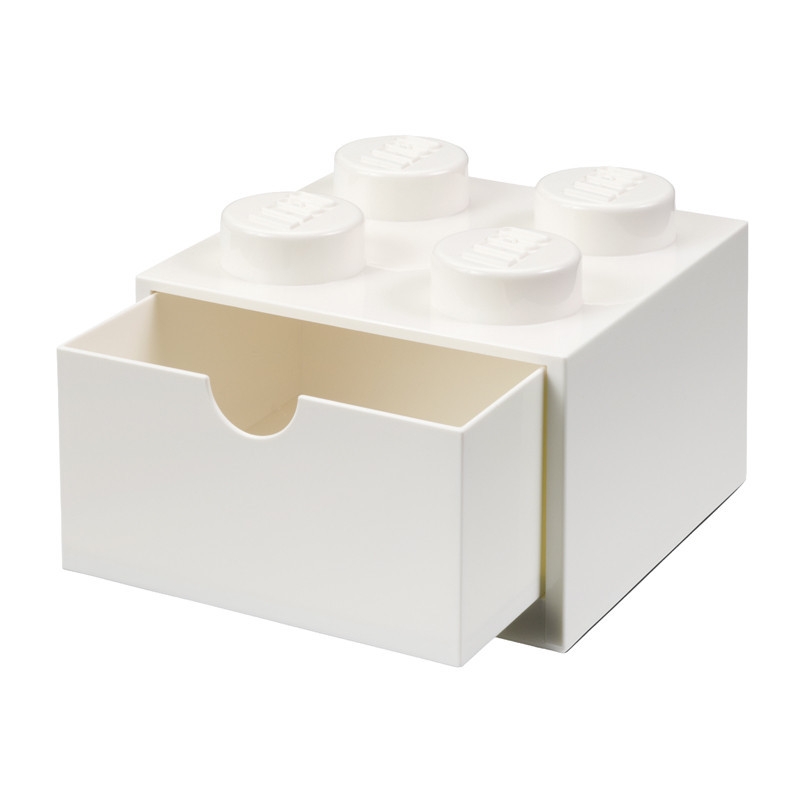 Tiroir bureau 4 plots lego blanc