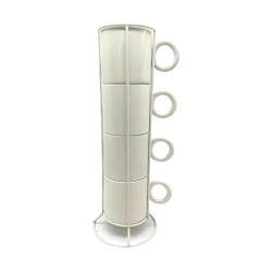 Lot de 4 mugs creme avec rack