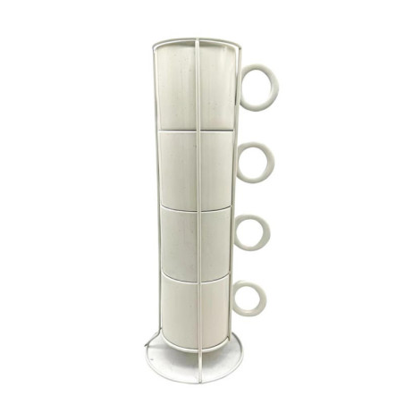 Lot de 4 mugs creme avec rack